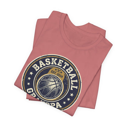 Basketball Grandpa Est. 2024 T-Shirt | Vintage Badge Tee | Family Gift