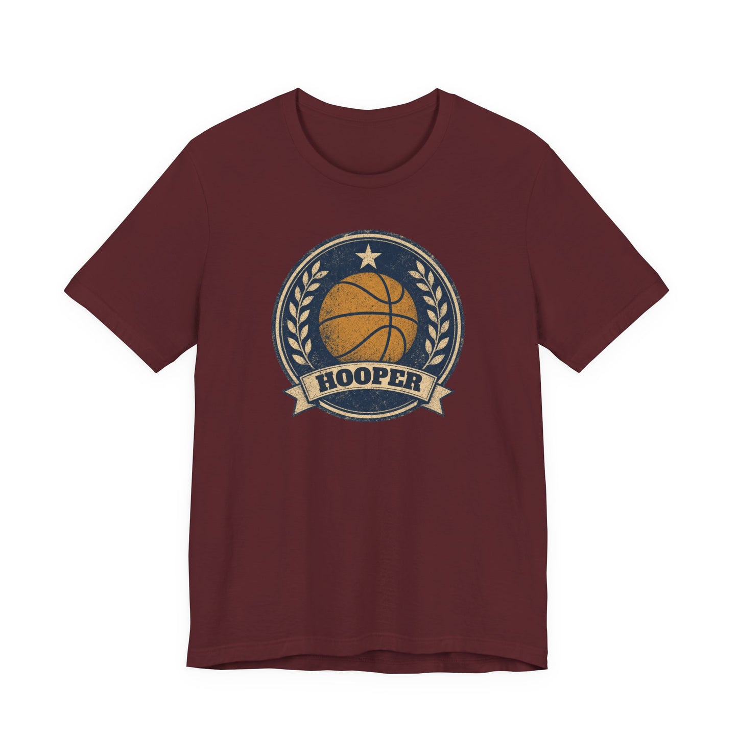 Hooper Vintage Badge Basketball T-Shirt | Retro Gold Star Tee | Perfect Gift for Ballers