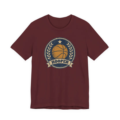 Hooper Vintage Badge Basketball T-Shirt | Retro Gold Star Tee | Perfect Gift for Ballers