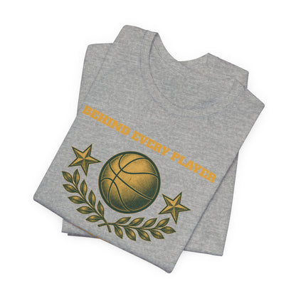 Behind Every Player is a Great Coach Basketball T-Shirt | Gold Crest Tee | Coach Gift
