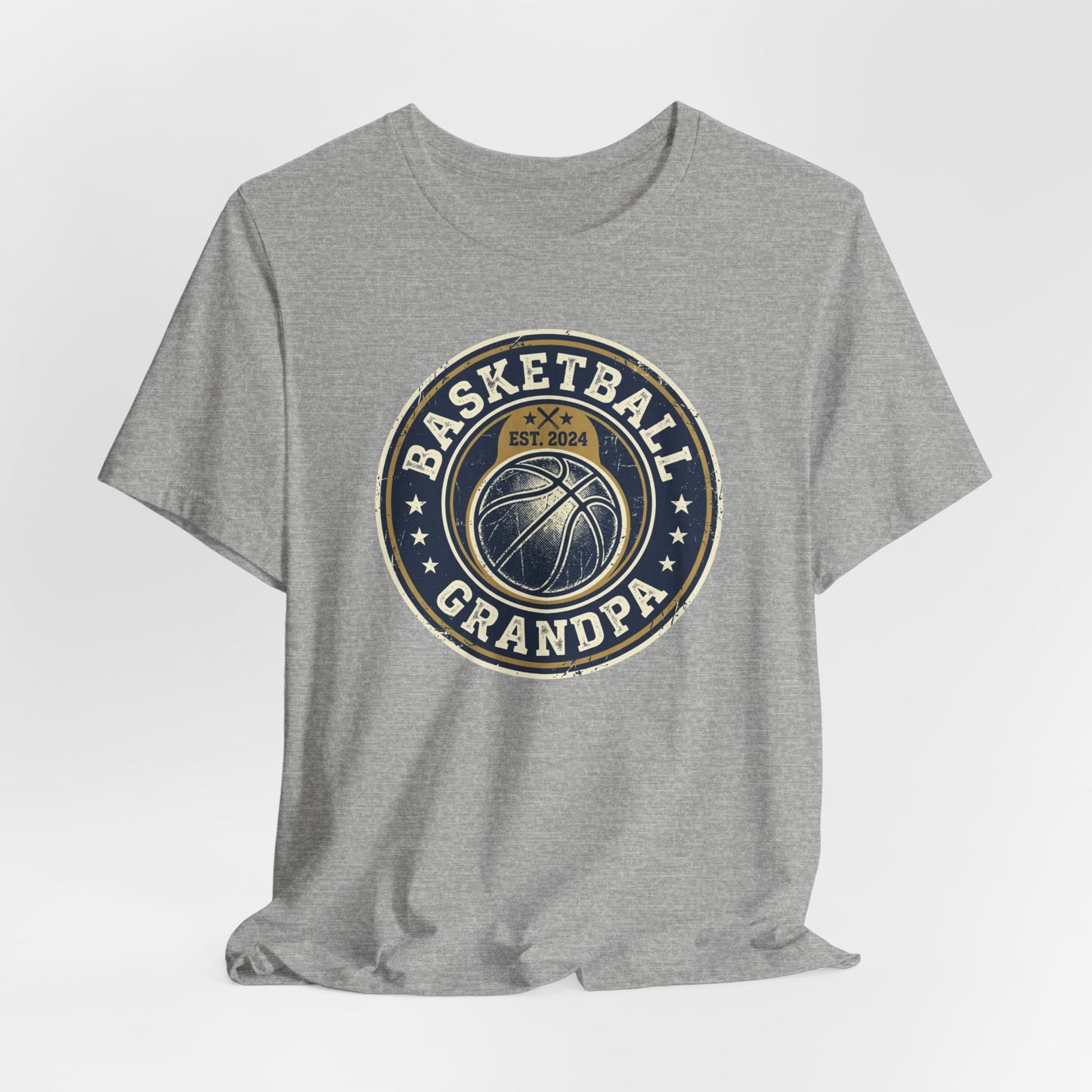 Basketball Grandpa Est. 2024 T-Shirt | Vintage Badge Tee | Familiengeschenk