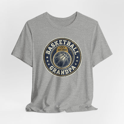 Basketball Grandpa Est. 2024 T-Shirt | Vintage Badge Tee | Family Gift