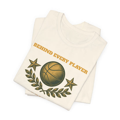Behind Every Player is a Great Coach Basketball T-Shirt | Gold Crest Tee | Coach Gift