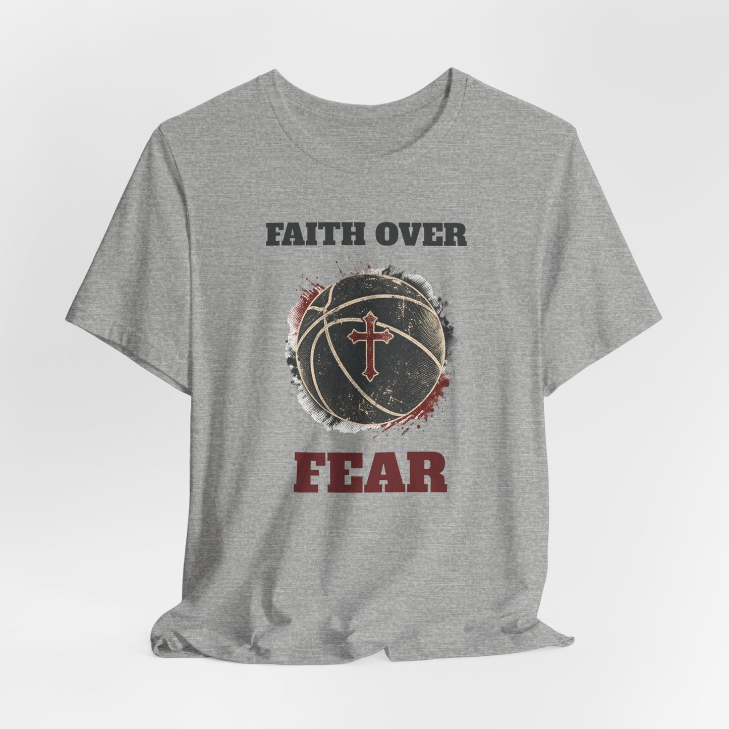 Faith Over Fear Basketball T-Shirt | Cross & Ball Tee | Hooper's Mindset