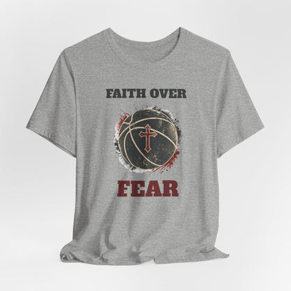 Faith Over Fear Basketball T-Shirt | Cross & Ball Tee | Hooper's Mindset