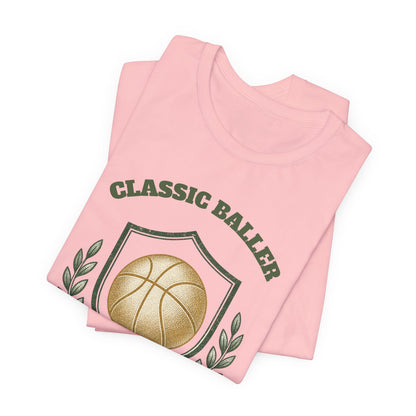 Classic Baller Basketball T-Shirt | Retro Gold Ball Tee | Perfect Gift for Hoopers