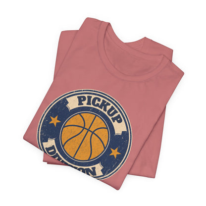Pickup Division Retro Basketball T-Shirt | Vintage Badge Tee | Perfect Gift for Hoopers