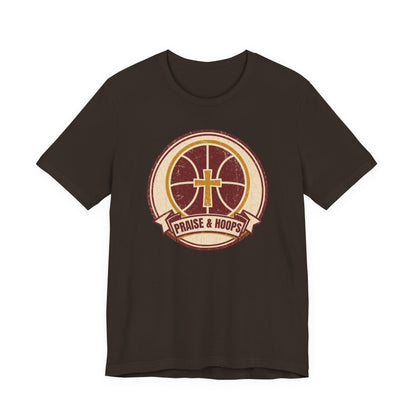 Praise & Hoops Basketball T-Shirt | Faith Cross Tee | Perfect Gift for Ballers