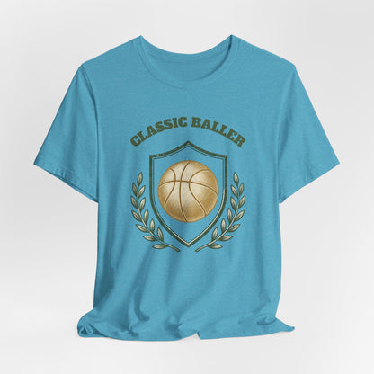 Classic Baller Basketball T-Shirt | Retro Gold Ball Tee | Perfect Gift for Hoopers