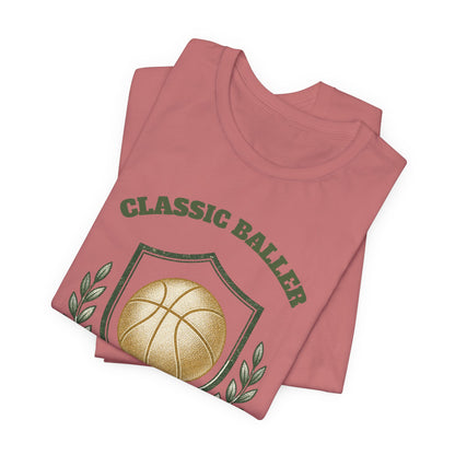 Classic Baller Basketball T-Shirt | Retro Gold Ball Tee | Perfect Gift for Hoopers