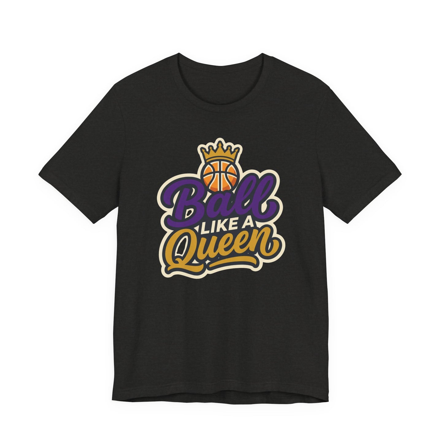 Ball Like A Queen Basketball T-Shirt | Purple Gold Hoops Tee | Gift for Female Players