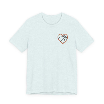 Embroidered Basketball Heart T-Shirt | Minimalist Hoops Tee | Premium Basketball Lover Shirt