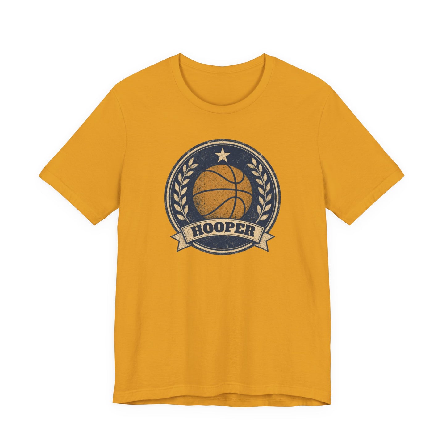 Hooper Vintage Badge Basketball T-Shirt | Retro Gold Star Tee | Perfect Gift for Ballers