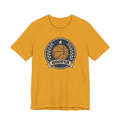 Hooper Vintage Badge Basketball T-Shirt | Retro Gold Star Tee | Perfect Gift for Ballers