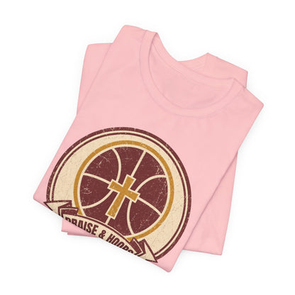 Praise & Hoops Basketball T-Shirt | Faith Cross Tee | Perfect Gift for Ballers