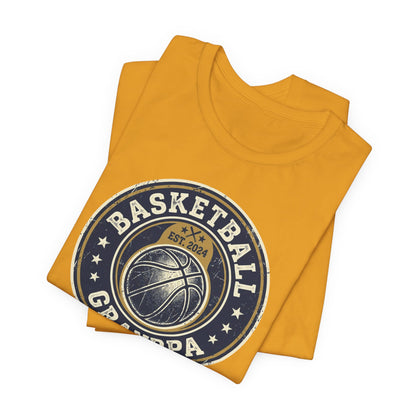 Basketball Grandpa Est. 2024 T-Shirt | Vintage Badge Tee | Family Gift