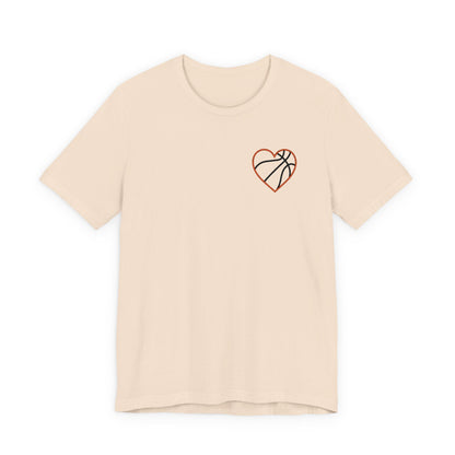 Embroidered Basketball Heart T-Shirt | Minimalist Hoops Tee | Premium Basketball Lover Shirt
