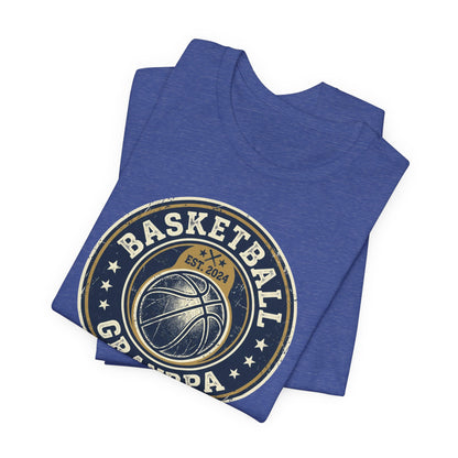 Basketball Grandpa Est. 2024 T-Shirt | Vintage Badge Tee | Family Gift