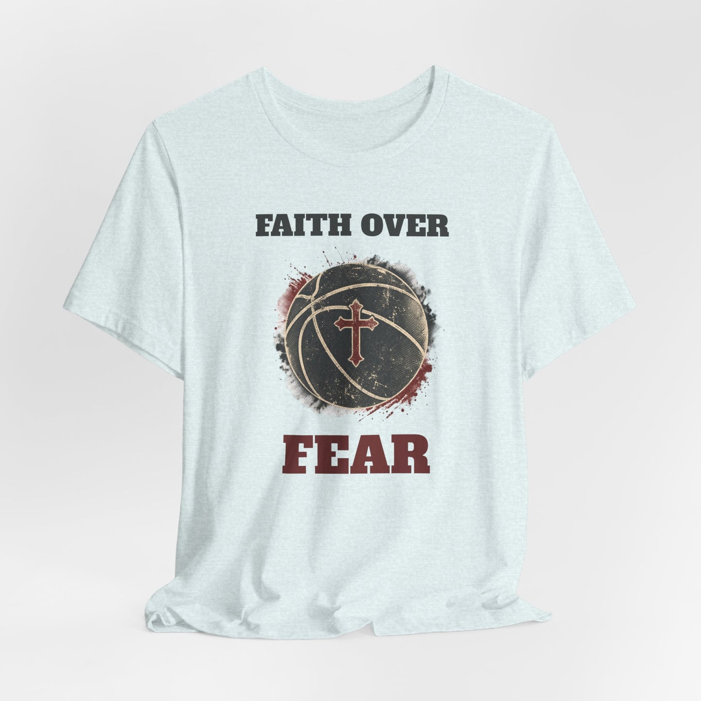 Faith Over Fear Basketball T-Shirt | Cross & Ball Tee | Hooper's Mindset