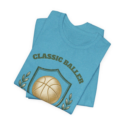 Classic Baller Basketball T-Shirt | Retro Gold Ball Tee | Perfect Gift for Hoopers