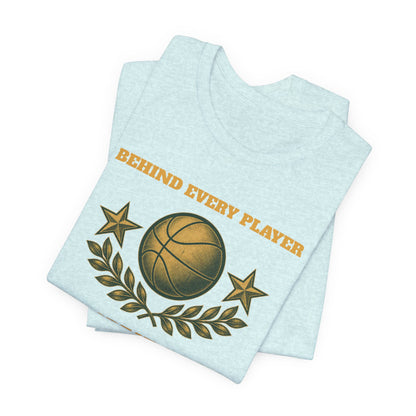 Behind Every Player is a Great Coach Basketball T-Shirt | Gold Crest Tee | Coach Gift