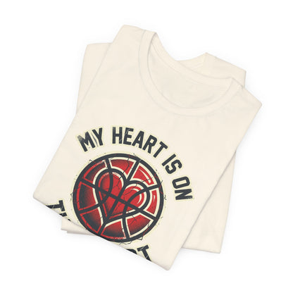 My Heart Is On That Court Basketball T-Shirt | Red & Black Tee | Perfect Gift for Hoopers