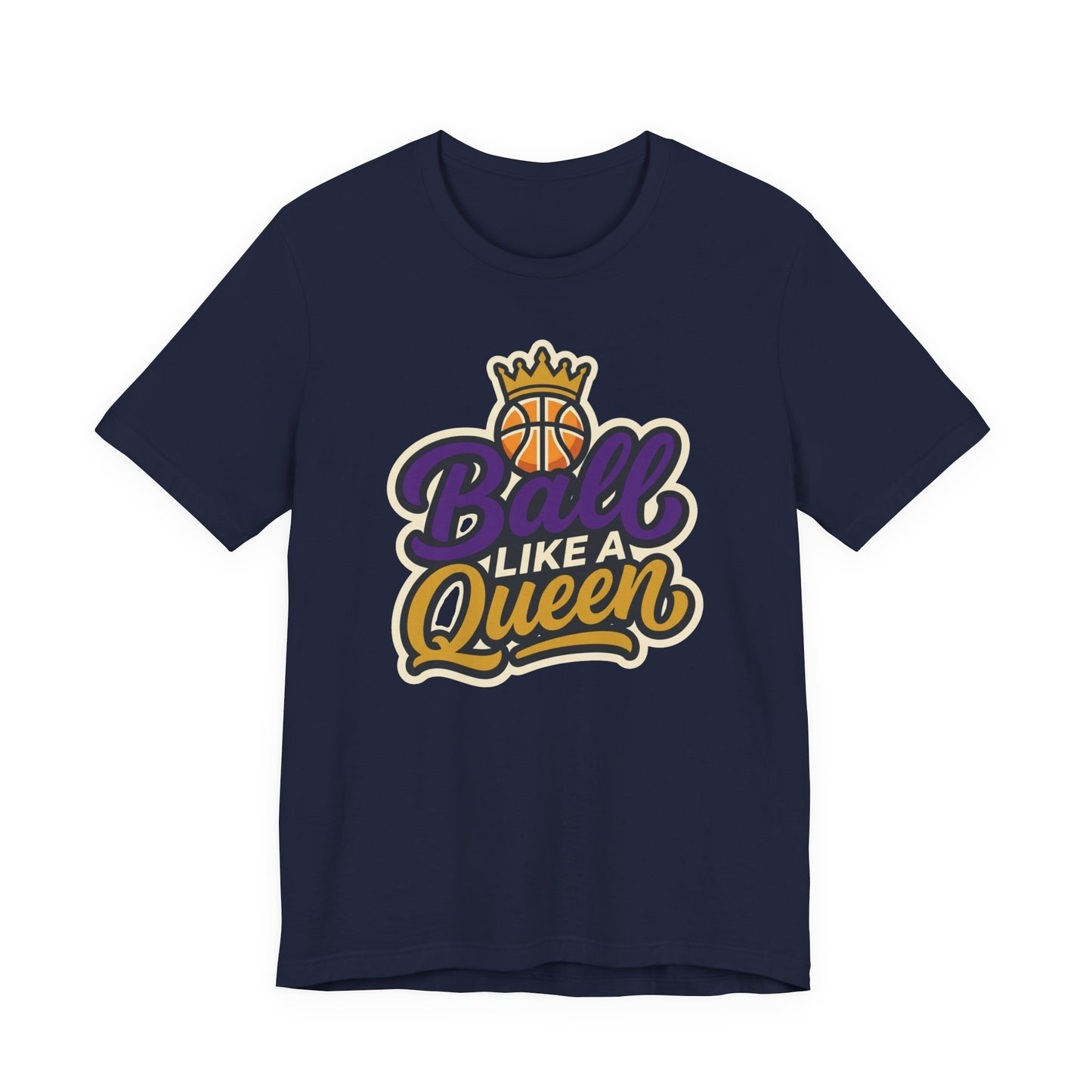 Ball Like A Queen Basketball T-Shirt | Purple Gold Hoops Tee | Gift for Female Players