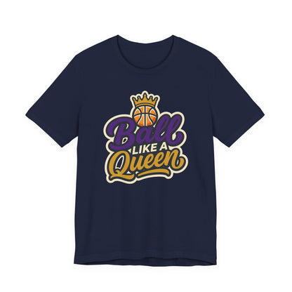 Ball Like A Queen Basketball T-Shirt | Purple Gold Hoops Tee | Gift for Female Players