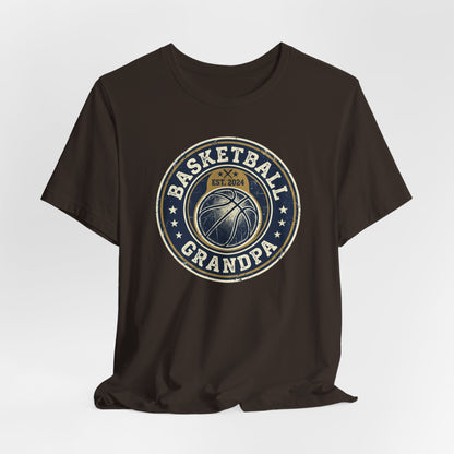 Basketball Grandpa Est. 2024 T-Shirt | Vintage Badge Tee | Family Gift