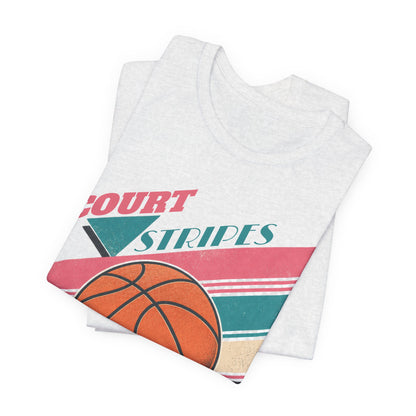 Court Stripes Retro Basketball T-Shirt | Vintage Tee | Perfect Gift for Hoopers