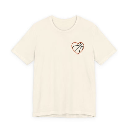 Embroidered Basketball Heart T-Shirt | Minimalist Hoops Tee | Premium Basketball Lover Shirt