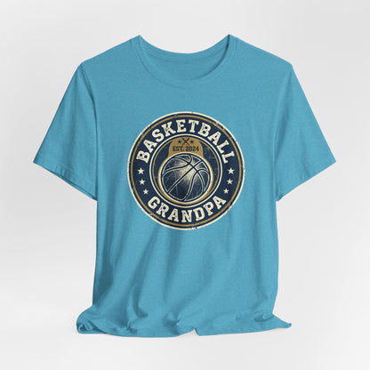 Basketball Grandpa Est. 2024 T-Shirt | Vintage Badge Tee | Family Gift