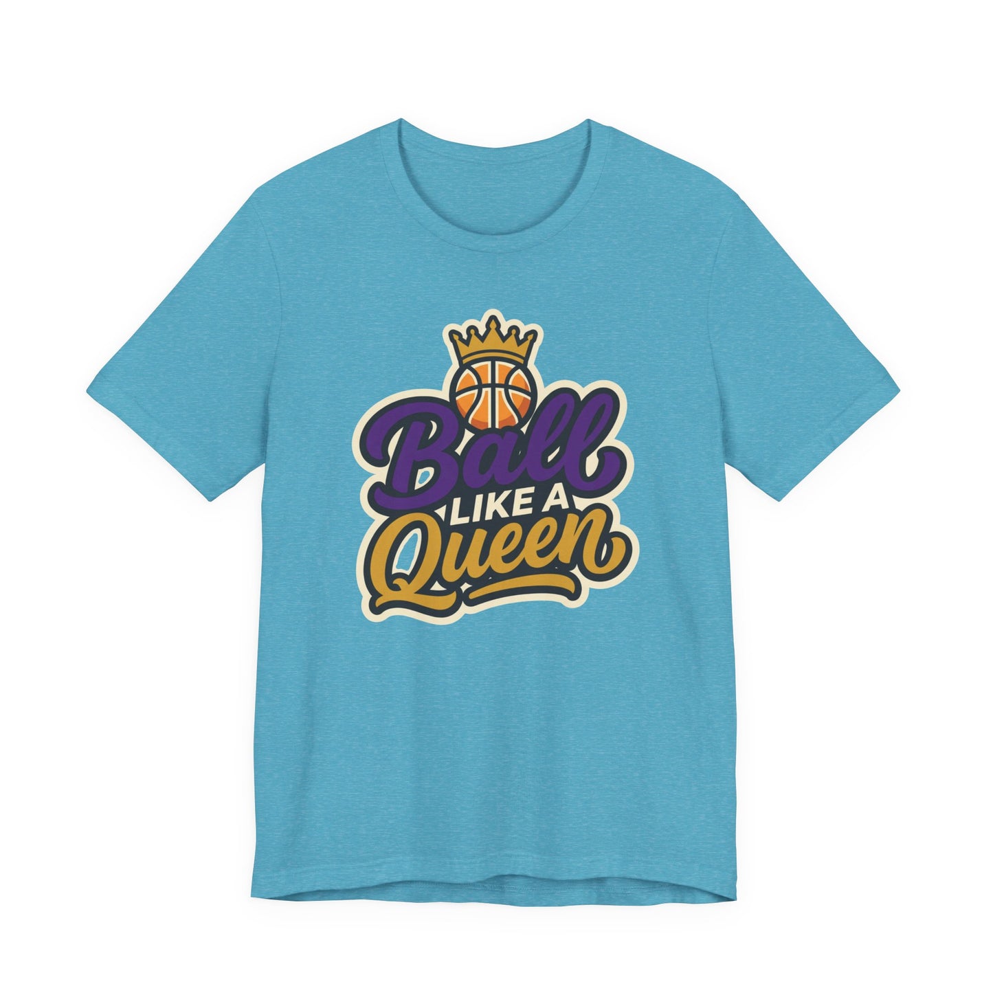 Ball Like A Queen Basketball T-Shirt | Purple Gold Hoops Tee | Gift for Female Players