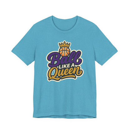 Ball Like A Queen Basketball T-Shirt | Purple Gold Hoops Tee | Gift for Female Players