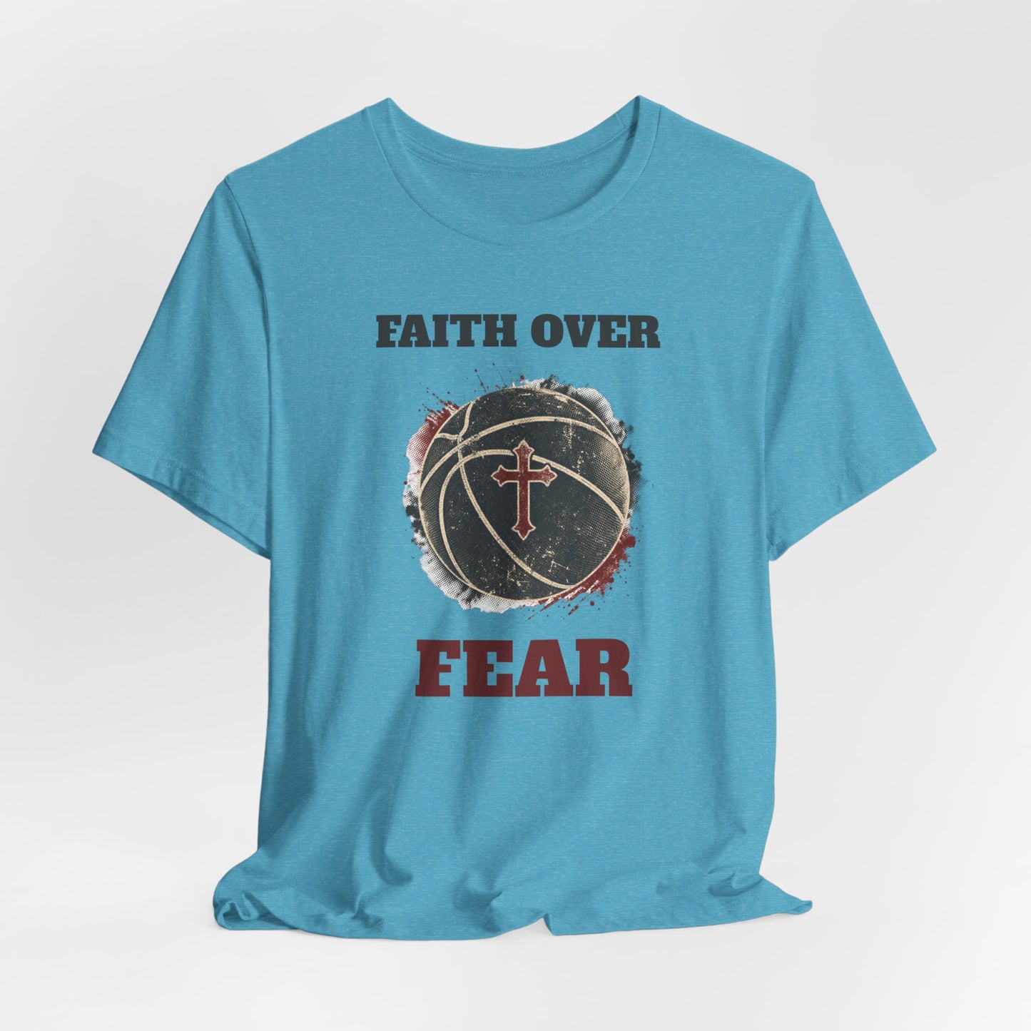 Faith Over Fear Basketball T-Shirt | Cross & Ball Tee | Hooper's Mindset