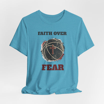 Faith Over Fear Basketball T-Shirt | Cross & Ball Tee | Hooper's Mindset