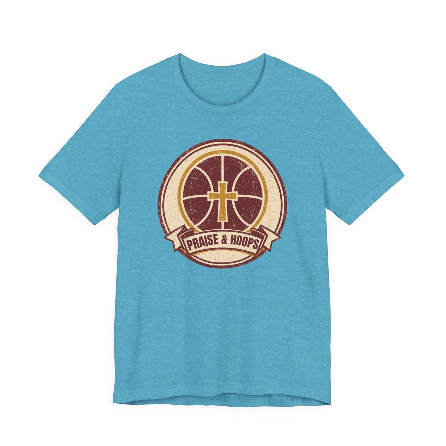 Praise & Hoops Basketball T-Shirt | Faith Cross Tee | Perfect Gift for Ballers