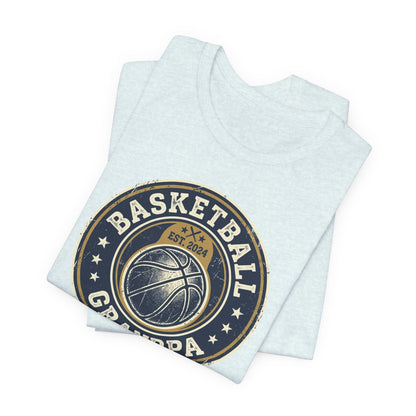 Basketball Grandpa Est. 2024 T-Shirt | Vintage Badge Tee | Family Gift