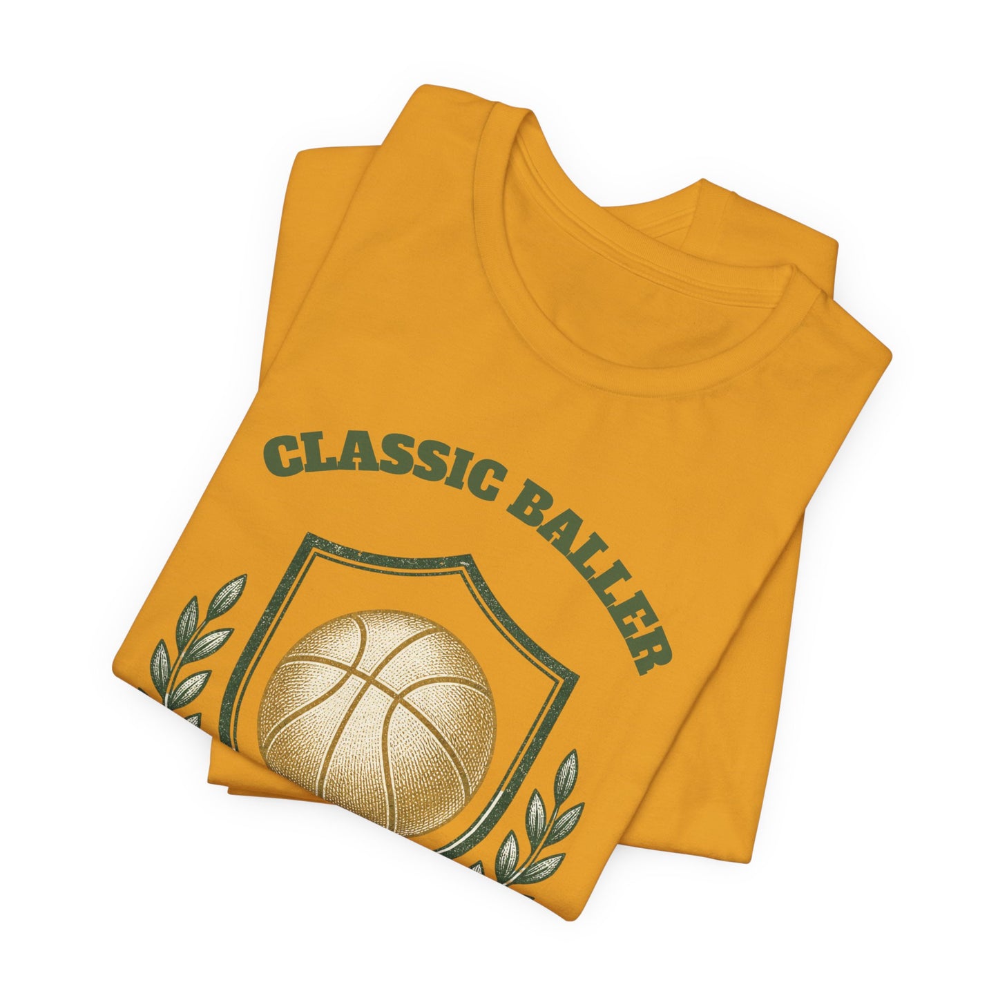 Classic Baller Basketball T-Shirt | Retro Gold Ball Tee | Perfect Gift for Hoopers