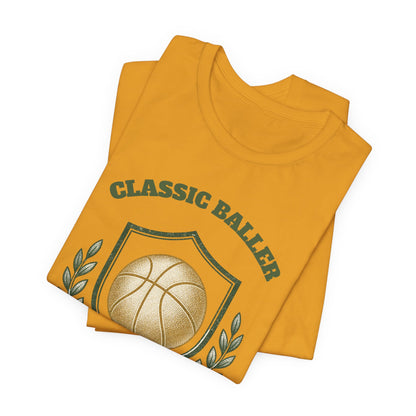 Classic Baller Basketball T-Shirt | Retro Gold Ball Tee | Perfect Gift for Hoopers