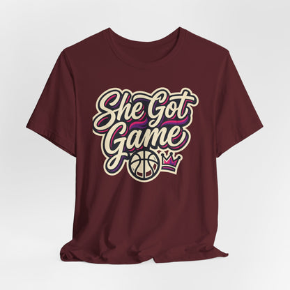 She Got Game Basketball T-Shirt | Women's Hoops Tee | Perfect Gift for Female Players