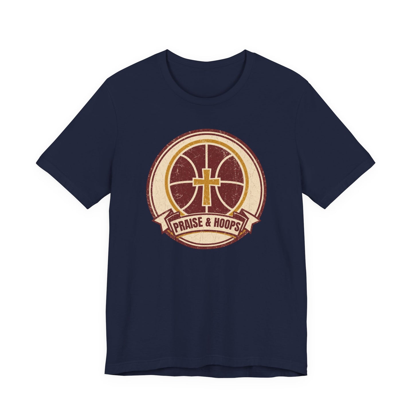 Praise & Hoops Basketball T-Shirt | Faith Cross Tee | Perfect Gift for Ballers