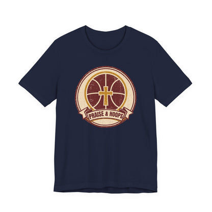 Praise & Hoops Basketball T-Shirt | Faith Cross Tee | Perfect Gift for Ballers