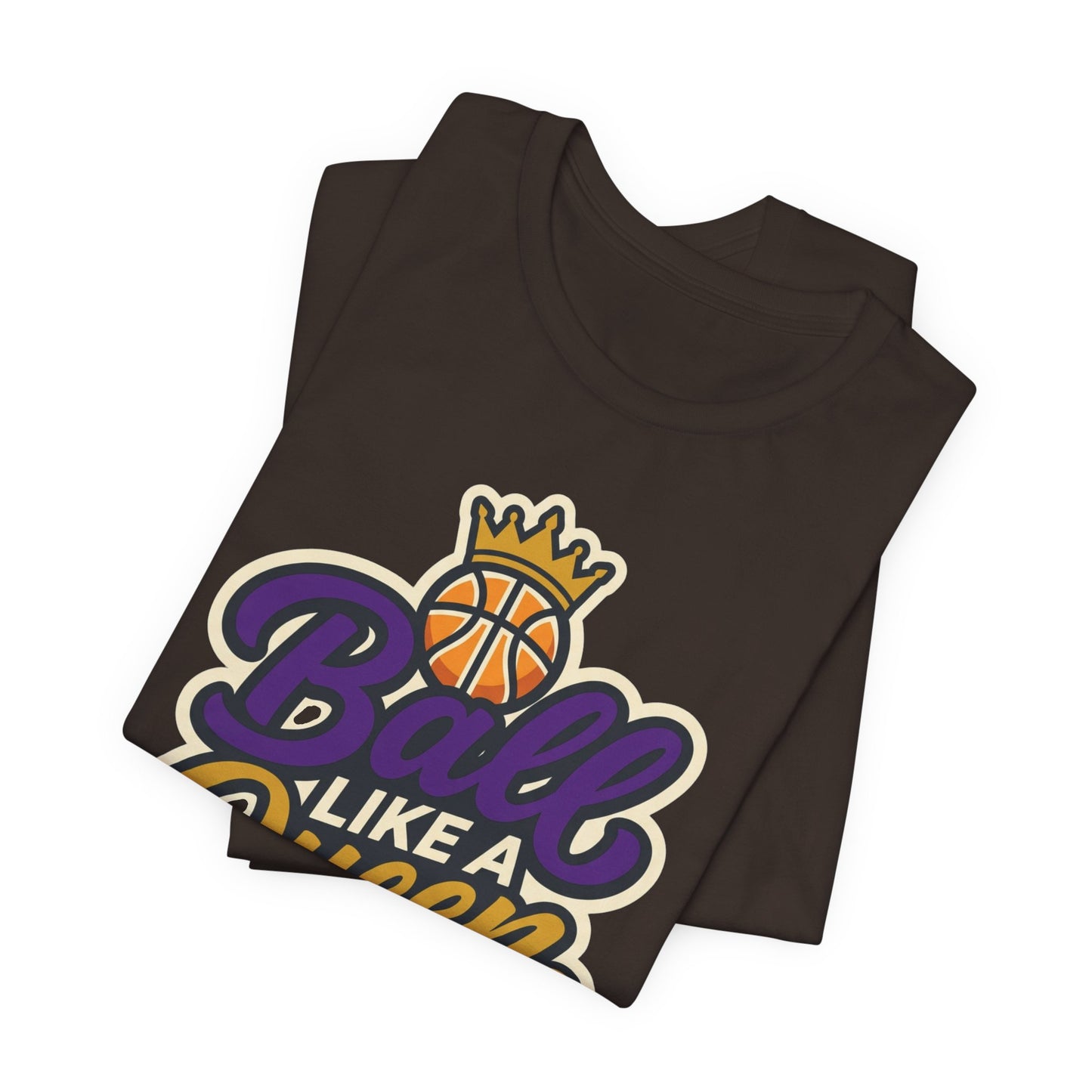 Ball Like A Queen Basketball T-Shirt | Purple Gold Hoops Tee | Gift for Female Players