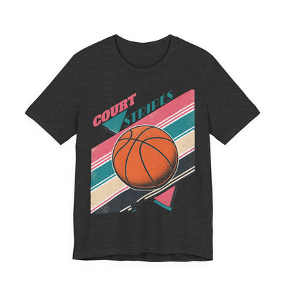 Court Stripes Retro Basketball T-Shirt | Vintage Tee | Perfect Gift for Hoopers