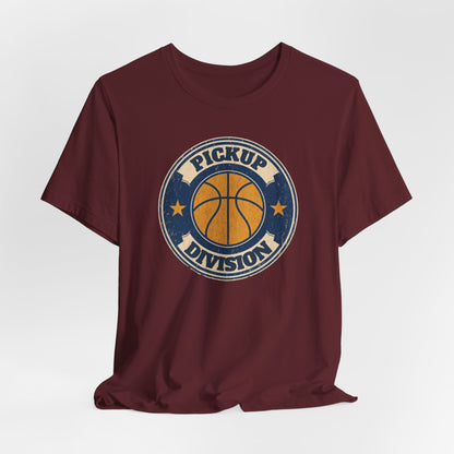 Pickup Division Retro Basketball T-Shirt | Vintage Badge Tee | Perfect Gift for Hoopers
