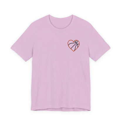 Embroidered Basketball Heart T-Shirt | Minimalist Hoops Tee | Premium Basketball Lover Shirt