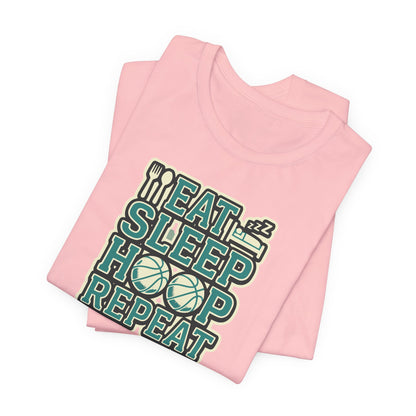 Eat Sleep Hoop Repeat Basketball T-Shirt | Funny Hooper Tee | Perfect Gift for Players