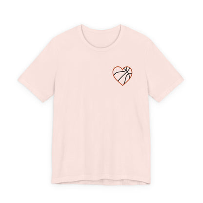 Embroidered Basketball Heart T-Shirt | Minimalist Hoops Tee | Premium Basketball Lover Shirt