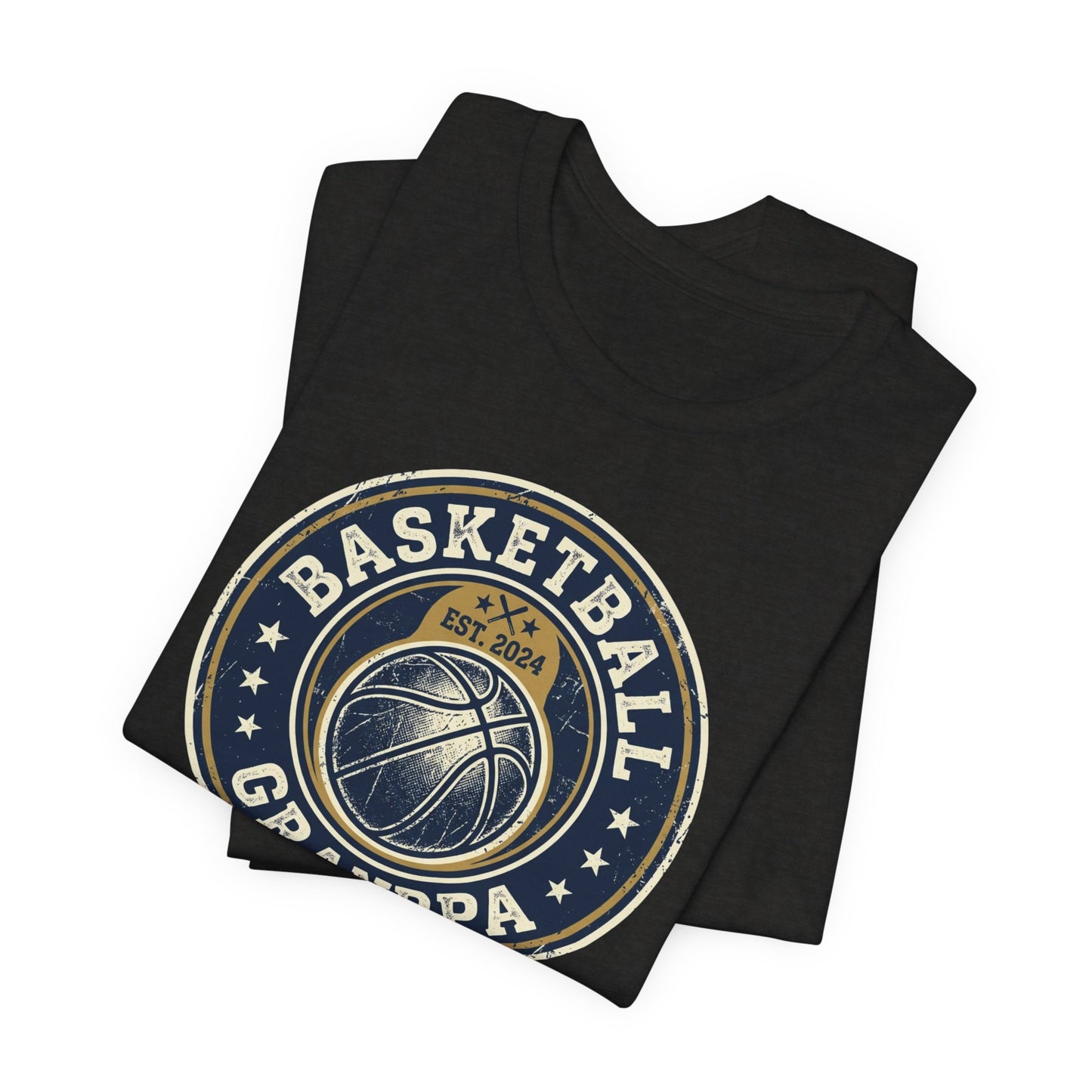 Basketball Grandpa Est. 2024 T-Shirt | Vintage Badge Tee | Familiengeschenk